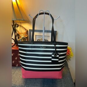 Kate Spade Tote - Blk/White/Hot Pink (Multi Color) EUC